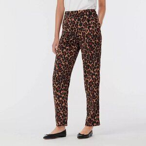 J. Crew High-Rise Wide-Leg Trousers in Leopard Print Women's Size 00 (XXS)